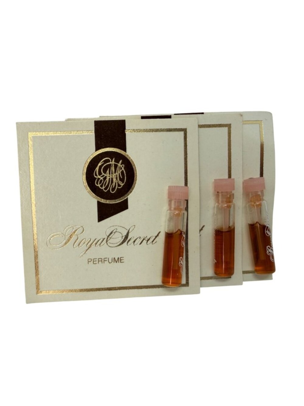 3 Vintage ROYAL SECRET Perfume Carded Samples Germaine Monteil Original Formula